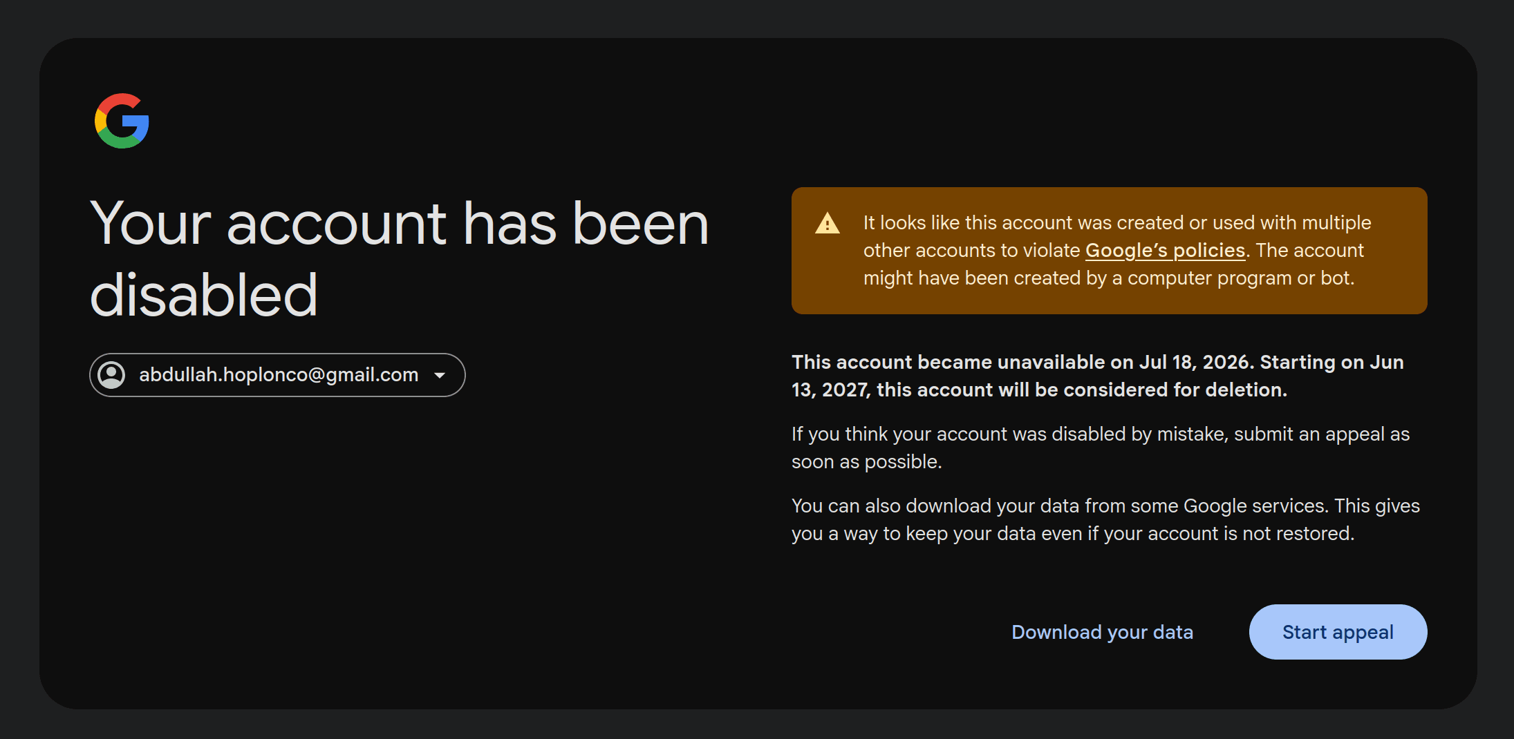 Disabled Account